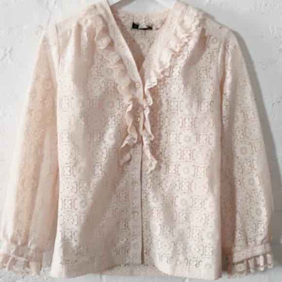 Vintage lace blouse with frill accents - Picture 2 of 6